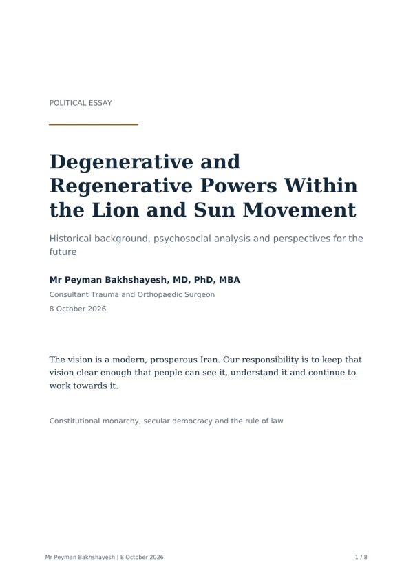 Cover of Degenerative and Regenerative Powers Within the Lion and Sun Movement