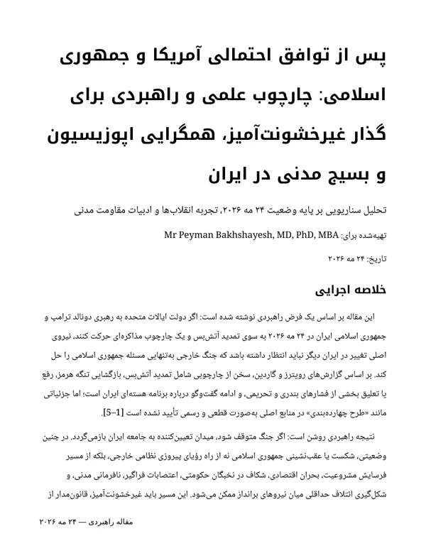 Cover of After a Possible US–Iran Agreement: Nonviolent Transition, Opposition Convergence and Civic Mobilisation